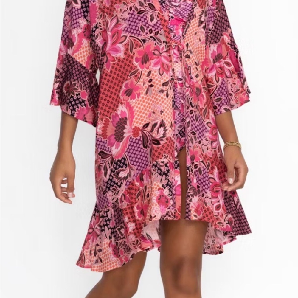 Johnny Was Valennis Floral Ruffle Kimono Size S | Boho Duster Cover Up